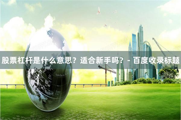 股票杠杆是什么意思?适合新手吗?- 百度收录标题